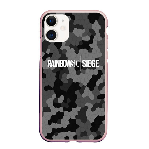 Чехол iPhone 11 матовый Rainbow Six: Grey Mozaic / 3D-Светло-розовый – фото 1