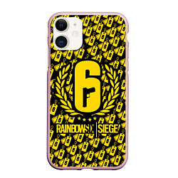 Чехол iPhone 11 матовый Rainbow Six: Champion Yellow, цвет: 3D-светло-розовый