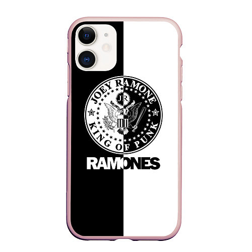 Чехол iPhone 11 матовый Ramones B&W / 3D-Светло-розовый – фото 1