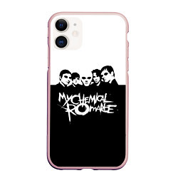 Чехол iPhone 11 матовый My Chemical Romance B&W, цвет: 3D-светло-розовый