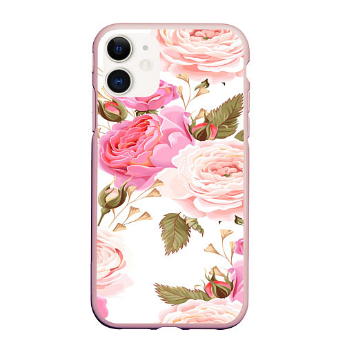 Чехол iPhone 11 матовый Spring Flowers / 3D-Светло-розовый – фото 1