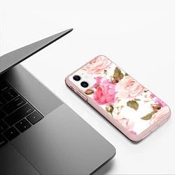 Чехол iPhone 11 матовый Spring Flowers, цвет: 3D-светло-розовый — фото 2