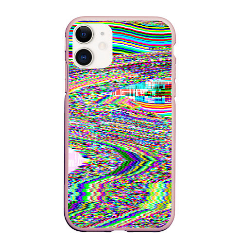 Чехол iPhone 11 матовый Optical Glitch / 3D-Светло-розовый – фото 1