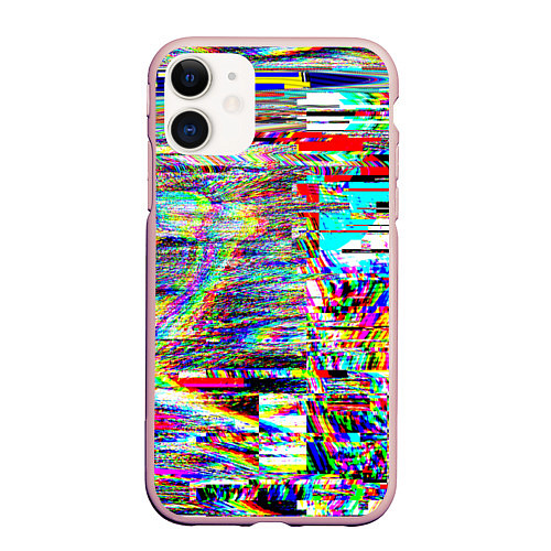 Чехол iPhone 11 матовый VHS Glitch / 3D-Светло-розовый – фото 1