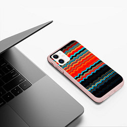 Чехол iPhone 11 матовый Волны абстракции, цвет: 3D-светло-розовый — фото 2
