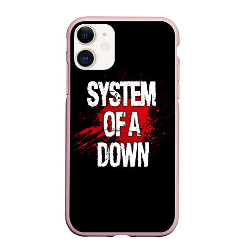 Чехол iPhone 11 матовый System of a Down Blood / 3D-Светло-розовый – фото 1