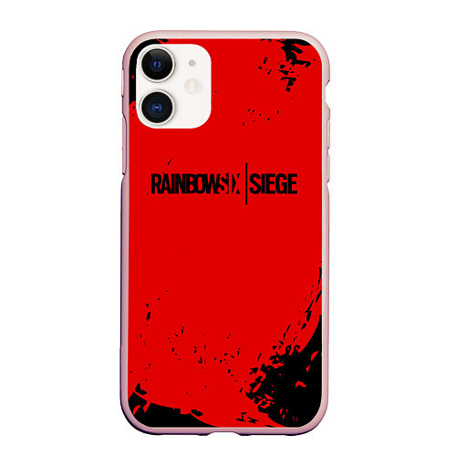 Чехол iPhone 11 матовый Rainbow Six Siege: Blood Style / 3D-Светло-розовый – фото 1