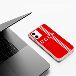 Чехол iPhone 11 матовый Cборная СССР, цвет: 3D-светло-розовый — фото 2