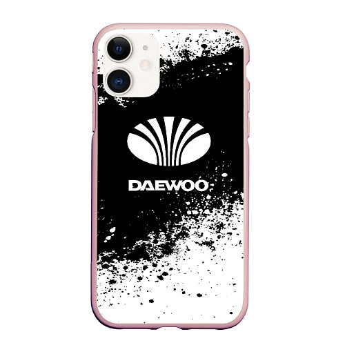 Чехол iPhone 11 матовый Daewoo: Black Spray / 3D-Светло-розовый – фото 1