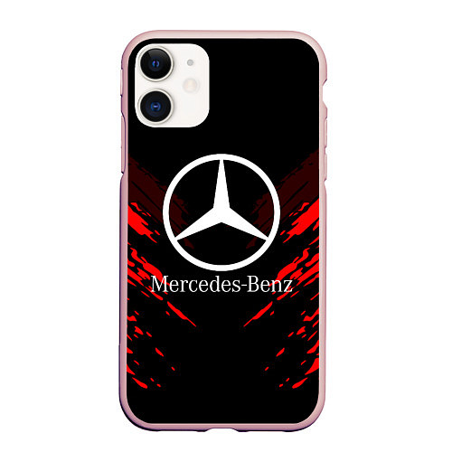 Чехол iPhone 11 матовый Mercedes-Benz: Red Anger / 3D-Светло-розовый – фото 1