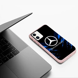 Чехол iPhone 11 матовый Mercedes-Benz: Blue Anger, цвет: 3D-светло-розовый — фото 2