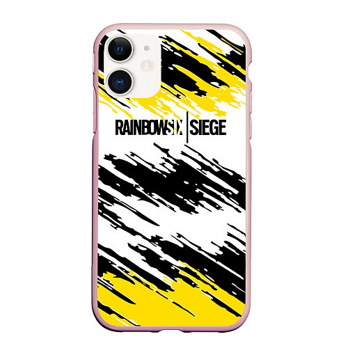 Чехол iPhone 11 матовый Rainbow Six Siege: Yellow / 3D-Светло-розовый – фото 1