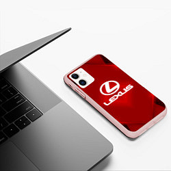 Чехол iPhone 11 матовый Lexus: Red Light, цвет: 3D-светло-розовый — фото 2
