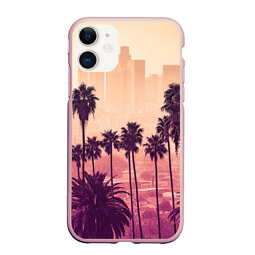 Чехол iPhone 11 матовый Los Angeles / 3D-Светло-розовый – фото 1