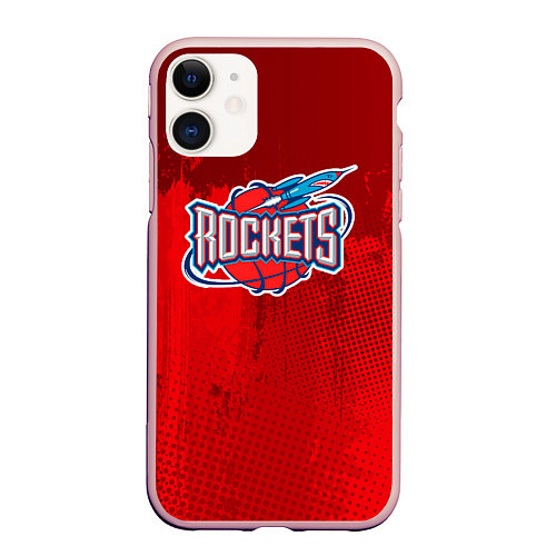 Чехол iPhone 11 матовый Rockets NBA / 3D-Светло-розовый – фото 1