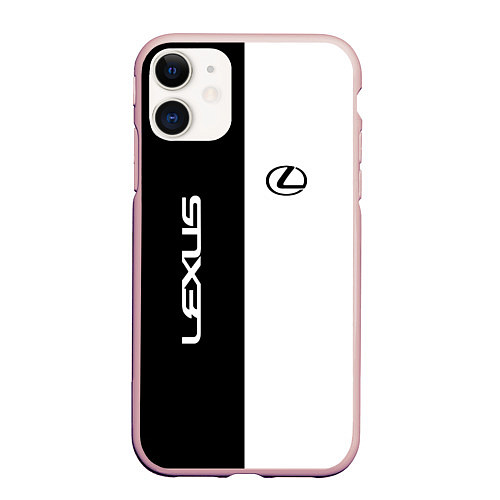 Чехол iPhone 11 матовый Lexus: Black & White / 3D-Светло-розовый – фото 1