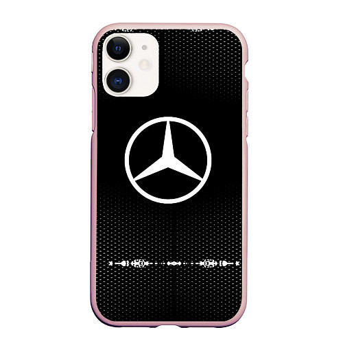 Чехол iPhone 11 матовый Mercedes: Black Abstract / 3D-Светло-розовый – фото 1