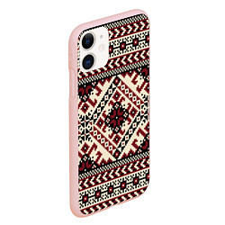 Чехол iPhone 11 матовый Славянский орнамент, цвет: 3D-светло-розовый — фото 2