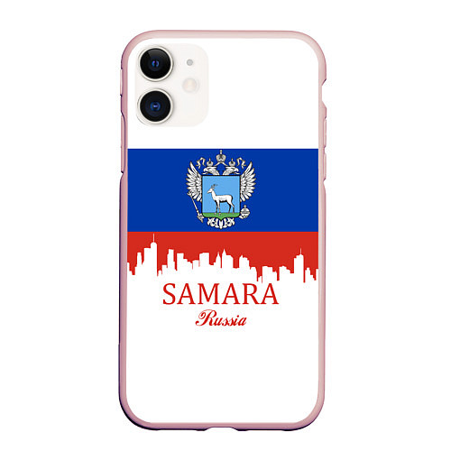 Чехол iPhone 11 матовый Samara: Russia / 3D-Светло-розовый – фото 1