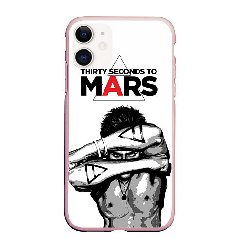 Чехол iPhone 11 матовый 30 STM: Jared Leto / 3D-Светло-розовый – фото 1