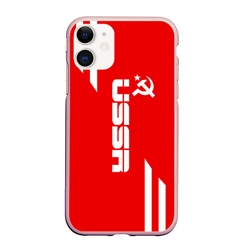 Чехол iPhone 11 матовый USSR: Red Sport / 3D-Светло-розовый – фото 1