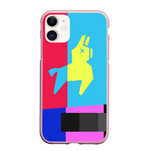 Чехол iPhone 11 матовый Цветная Лама / 3D-Светло-розовый – фото 1