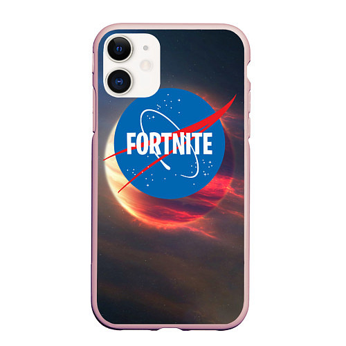 Чехол iPhone 11 матовый Fortnite NASA / 3D-Светло-розовый – фото 1