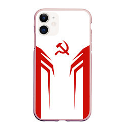 Чехол iPhone 11 матовый СССР воин, цвет: 3D-светло-розовый