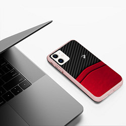 Чехол iPhone 11 матовый BMW: Race Style, цвет: 3D-светло-розовый — фото 2