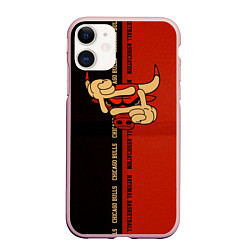 Чехол iPhone 11 матовый NBA. Chicago Bulls, цвет: 3D-светло-розовый