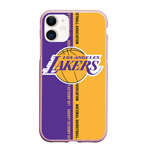 Чехол iPhone 11 матовый NBA: LA Lakers / 3D-Светло-розовый – фото 1