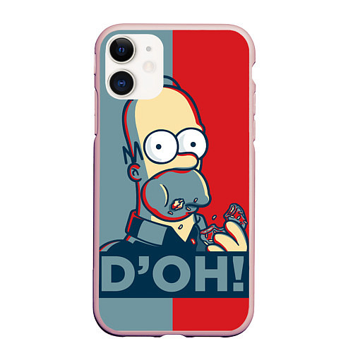 Чехол iPhone 11 матовый Homer Simpson DOH! / 3D-Светло-розовый – фото 1
