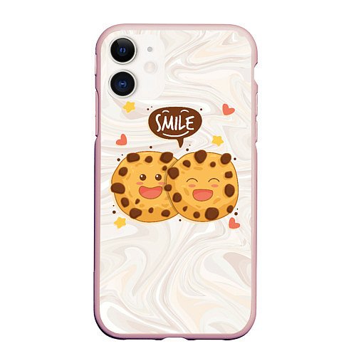 Чехол iPhone 11 матовый Smile Cookies / 3D-Светло-розовый – фото 1