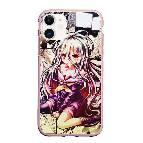 Чехол iPhone 11 матовый No Game No Life / 3D-Светло-розовый – фото 1