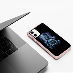 Чехол iPhone 11 матовый Зомби с черепом, цвет: 3D-светло-розовый — фото 2