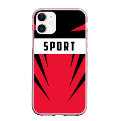 Чехол iPhone 11 матовый Sport: Red Style, цвет: 3D-светло-розовый