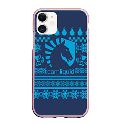 Чехол iPhone 11 матовый Team Liquid: Blue Pattern, цвет: 3D-светло-розовый