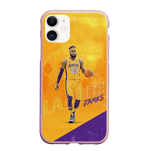 Чехол iPhone 11 матовый LeBron James: NBA Star / 3D-Светло-розовый – фото 1