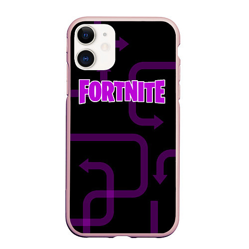 Чехол iPhone 11 матовый Fortnite: Violet Edition / 3D-Светло-розовый – фото 1