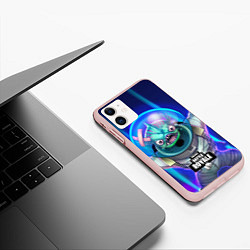 Чехол iPhone 11 матовый Fortnite Murloc, цвет: 3D-светло-розовый — фото 2