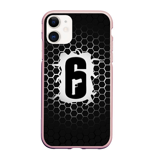 Чехол iPhone 11 матовый R6S: Carbon Symbon / 3D-Светло-розовый – фото 1