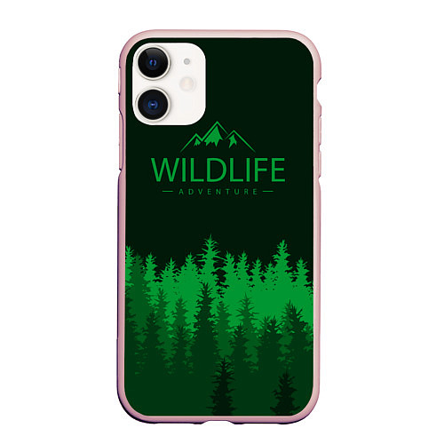 Чехол iPhone 11 матовый Wildlife Adventure / 3D-Светло-розовый – фото 1