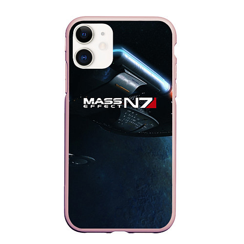 Чехол iPhone 11 матовый Mass Effect N7 / 3D-Светло-розовый – фото 1