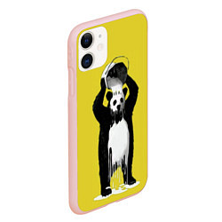 Чехол iPhone 11 матовый Панда-маляр, цвет: 3D-светло-розовый — фото 2
