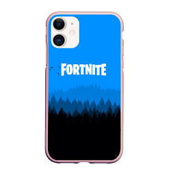 Чехол iPhone 11 матовый Fortnite: Sky Forest, цвет: 3D-светло-розовый