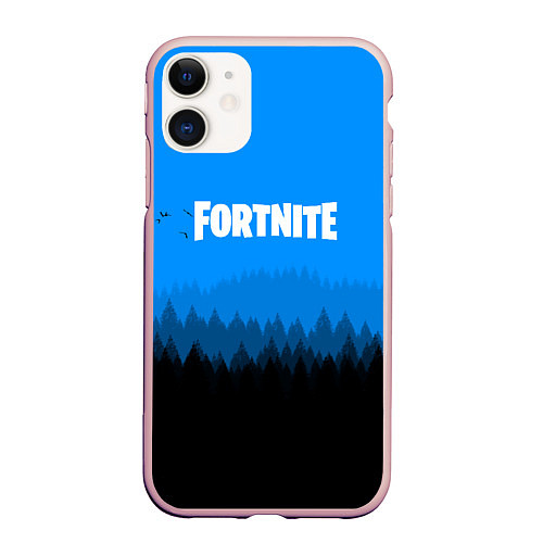 Чехол iPhone 11 матовый Fortnite: Sky Forest / 3D-Светло-розовый – фото 1