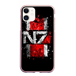 Чехол iPhone 11 матовый Mass Effect N7, цвет: 3D-светло-розовый