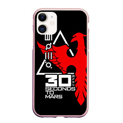 Чехол iPhone 11 матовый 30 Seconds to Mars, цвет: 3D-светло-розовый