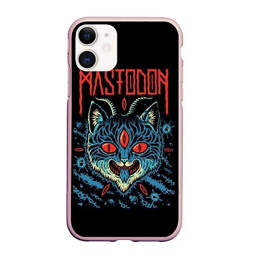 Чехол iPhone 11 матовый Mastodon: Demonic Cat / 3D-Светло-розовый – фото 1