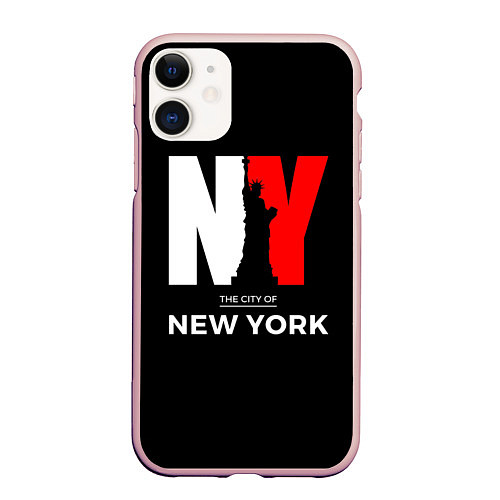 Чехол iPhone 11 матовый New York City / 3D-Светло-розовый – фото 1